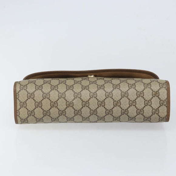 GUCCI GG Supreme Web Sherry Line Clutch Bag PVC Beige Gold 89 01 031 Auth BA9678