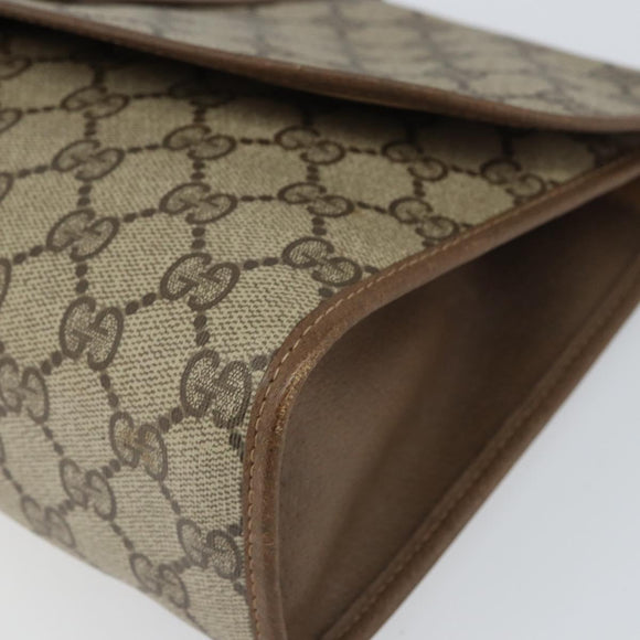 GUCCI GG Supreme Web Sherry Line Clutch Bag PVC Beige Gold 89 01 031 Auth BA9678