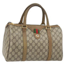 GUCCI GG Supreme Web Sherry Line Boston Bag PVC Beige Gold 40 02 007 Auth BA9679-1