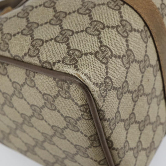GUCCI GG Supreme Web Sherry Line Boston Bag PVC Beige Gold 40 02 007 Auth BA9679