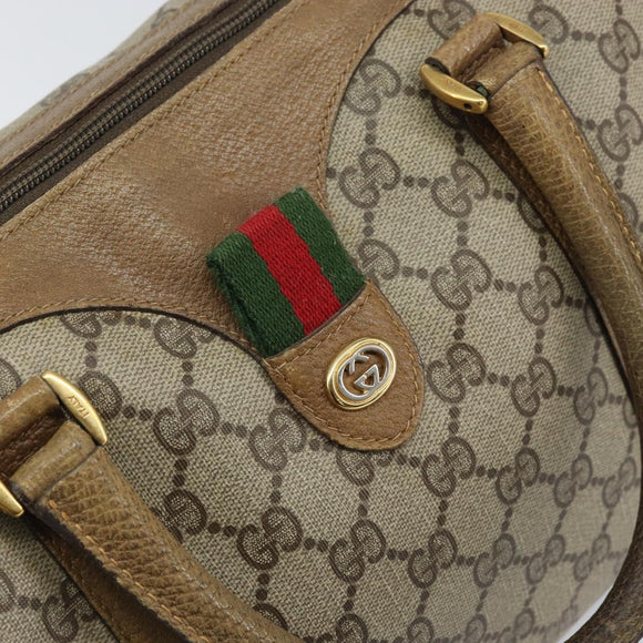 GUCCI GG Supreme Web Sherry Line Boston Bag PVC Beige Gold 40 02 007 Auth BA9679