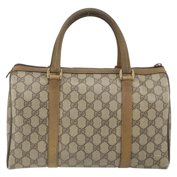 GUCCI GG Supreme Web Sherry Line Boston Bag PVC Beige Gold 40 02 007 Auth BA9679