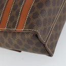 CELINE Macadam Canvas Shoulder Bag PVC Leather Brown Gold Auth BA9684-13