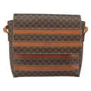 CELINE Macadam Canvas Shoulder Bag PVC Leather Brown Gold Auth BA9684-2
