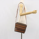 CELINE Macadam Canvas Shoulder Bag PVC Leather Brown Gold Auth BA9684-23