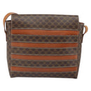 CELINE Macadam Canvas Shoulder Bag PVC Leather Brown Gold Auth BA9684-3