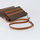 CELINE Macadam Canvas Shoulder Bag PVC Leather Brown Gold Auth BA9684-7
