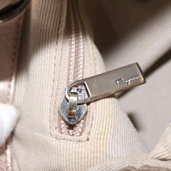 Salvatore Ferragamo Vala Tote Bag Leather Beige Auth BA9685