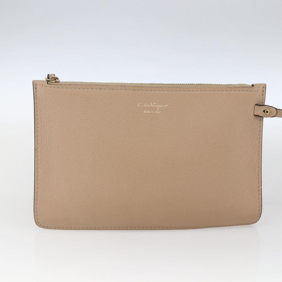 Salvatore Ferragamo Vala Tote Bag Leather Beige Gold Auth BA9686