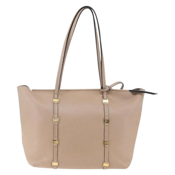 Salvatore Ferragamo Vala Tote Bag Leather Beige Gold Auth BA9686 - 0