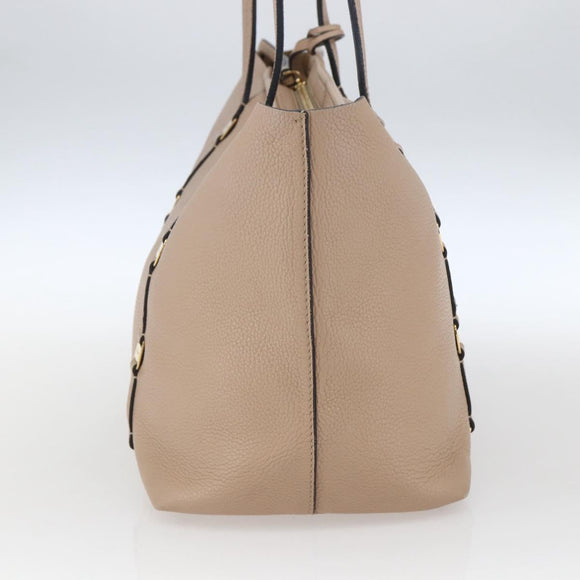 Salvatore Ferragamo Vala Tote Bag Leather Beige Gold Auth BA9686