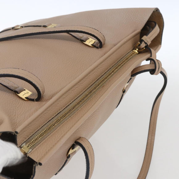 Salvatore Ferragamo Vala Tote Bag Leather Beige Gold Auth BA9686