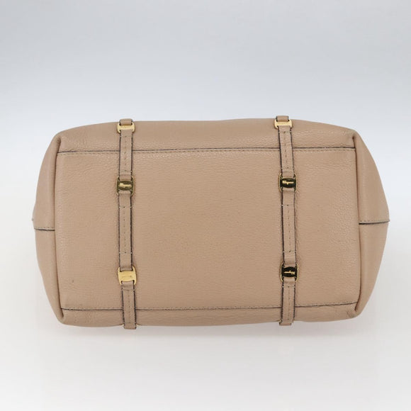 Salvatore Ferragamo Vala Tote Bag Leather Beige Gold Auth BA9686
