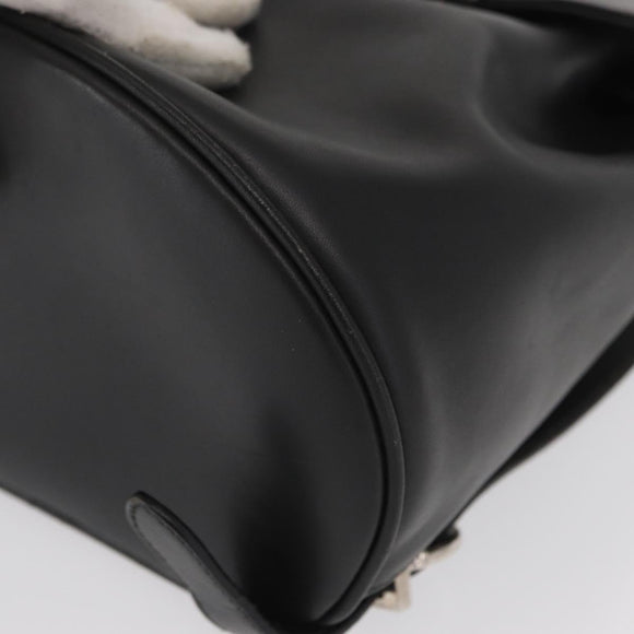 Salvatore Ferragamo Gancini Backpack Leather Black Silver Auth BA9687