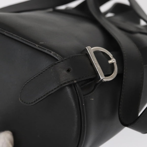 Salvatore Ferragamo Gancini Backpack Leather Black Silver Auth BA9687