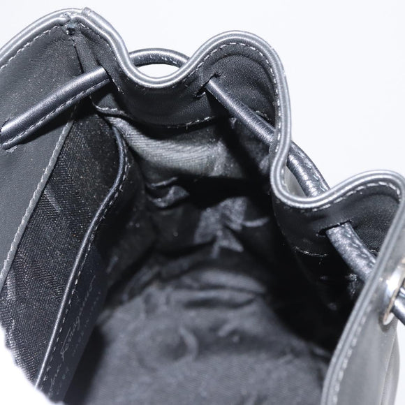 Salvatore Ferragamo Gancini Backpack Leather Black Silver Auth BA9687