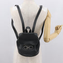Salvatore Ferragamo Gancini Backpack Leather Black Silver Auth BA9687-23