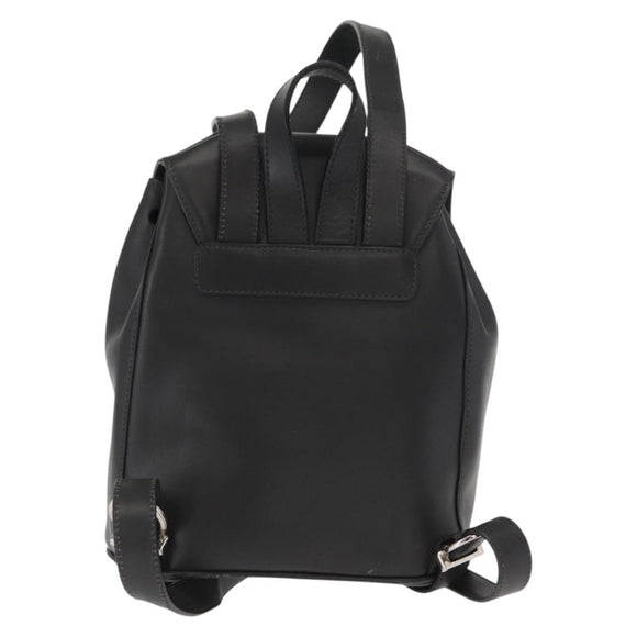 Salvatore Ferragamo Gancini Backpack Leather Black Silver Auth BA9687