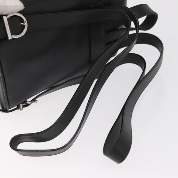 Salvatore Ferragamo Gancini Backpack Leather Black Silver Auth BA9687