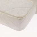 CHANEL Matelasse Shoulder Bag Lamb Skin White Gold CC Auth BA9689-11