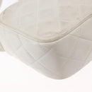 CHANEL Matelasse Shoulder Bag Lamb Skin White Gold CC Auth BA9689-12