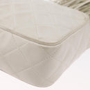 CHANEL Matelasse Shoulder Bag Lamb Skin White Gold CC Auth BA9689-13