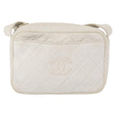 CHANEL Matelasse Shoulder Bag Lamb Skin White Gold CC Auth BA9689-2