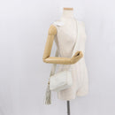 CHANEL Matelasse Shoulder Bag Lamb Skin White Gold CC Auth BA9689-23