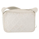 CHANEL Matelasse Shoulder Bag Lamb Skin White Gold CC Auth BA9689-3