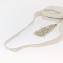 CHANEL Matelasse Shoulder Bag Lamb Skin White Gold CC Auth BA9689-7