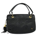 BALLY Quilted Hand Bag Leather Black Auth BA969-1