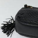 BALLY Quilted Hand Bag Leather Black Auth BA969-9
