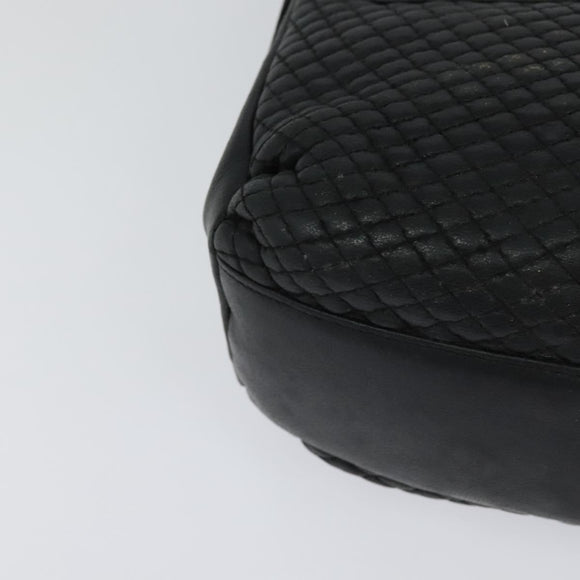 BALLY Quilted Hand Bag Leather Black Auth BA969