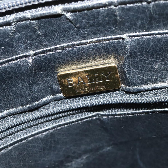 BALLY Quilted Hand Bag Leather Black Auth BA969