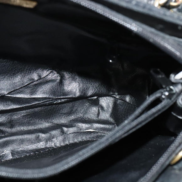 BALLY Quilted Hand Bag Leather Black Auth BA969