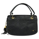 BALLY Quilted Hand Bag Leather Black Auth BA969-2