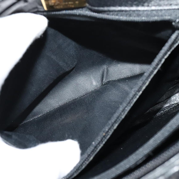 BALLY Quilted Hand Bag Leather Black Auth BA969