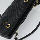 BALLY Quilted Hand Bag Leather Black Auth BA969-6