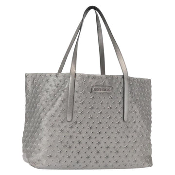Jimmy Choo Tote Bag Leather Silver Auth BA9695