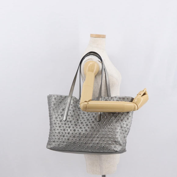 Jimmy Choo Tote Bag Leather Silver Auth BA9695