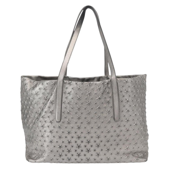 Jimmy Choo Tote Bag Leather Silver Auth BA9695