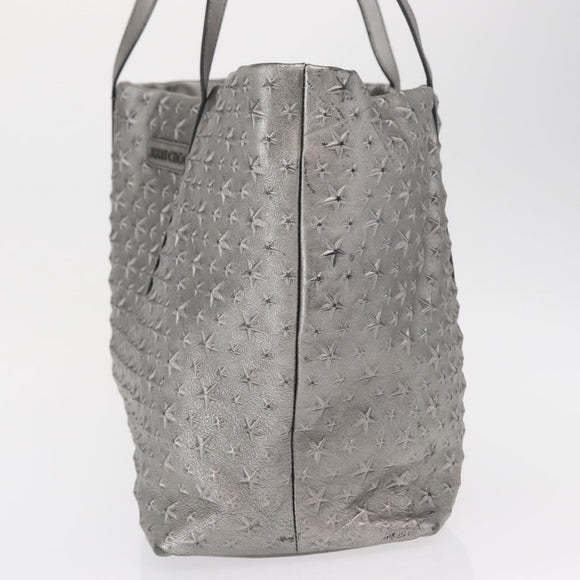 Jimmy Choo Tote Bag Leather Silver Auth BA9695