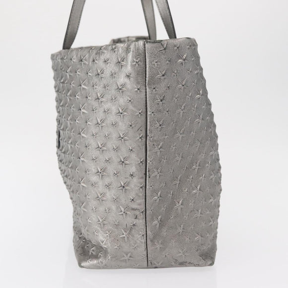 Jimmy Choo Tote Bag Leather Silver Auth BA9695