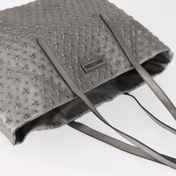 Jimmy Choo Tote Bag Leather Silver Auth BA9695