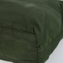 PRADA Hand Bag Nylon Khaki Silver Auth BA9697-9