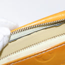 LOUIS VUITTON Monogram Vernis Motto Pouch Lime Yellow M91059 LV Auth BA9707-11