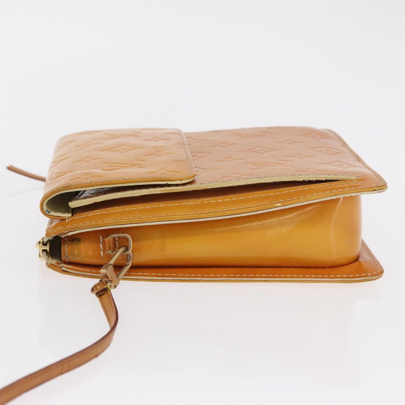 LOUIS VUITTON Monogram Vernis Motto Pouch Lime Yellow M91059 LV Auth BA9707