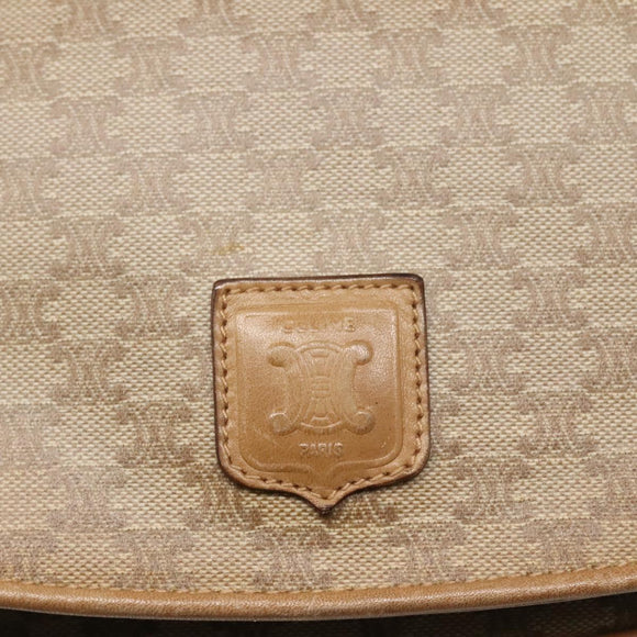 CELINE Macadam Canvas Shoulder Bag Beige Auth BA971