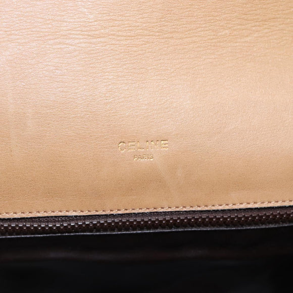 CELINE Macadam Canvas Shoulder Bag Beige Auth BA971