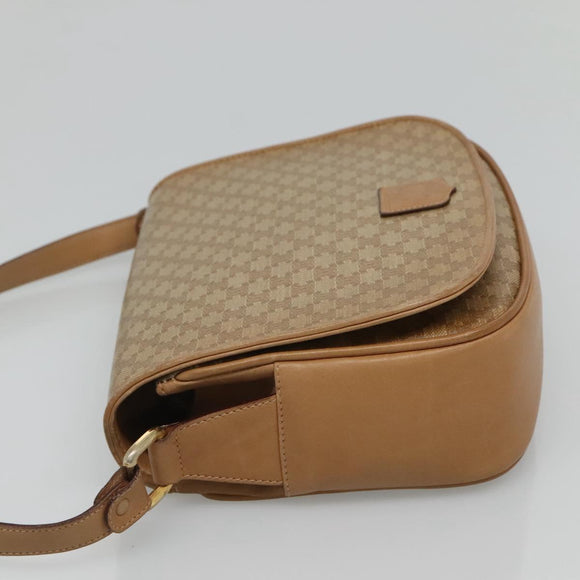 CELINE Macadam Canvas Shoulder Bag Beige Auth BA971